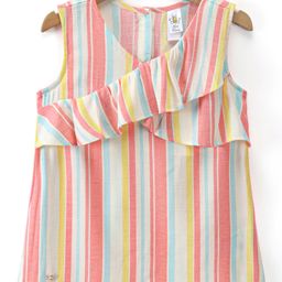Kookie Kids Sleeveless Striped & Frill Detailing Top - Multicolour-image-35