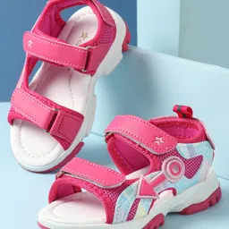 Cute Walk by Babyhug Sandals with Velcro Closure & Applique - Fuchsia-picture-49