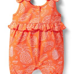 Babyhug 100% Cotton Knit Sleeveless Tropical Theme Printed Romper with Bow Applique - Orange-image-81