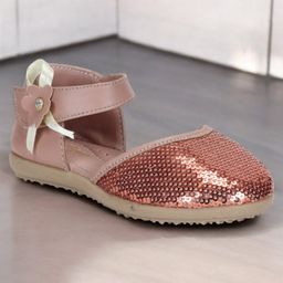 Lil Lollipop Flower Applique Detailed & Sequins Embellished With Velcro Closure Sandals - Brown-image-21