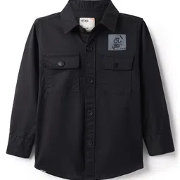 Ruff Twill Woven Full Sleeves Solid Colour Shirt - Black-picture-31