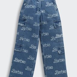 Barbie by Tiny Girl 100% Cotton Denim Brand Name Printed Jeans - Light Blue-image-56