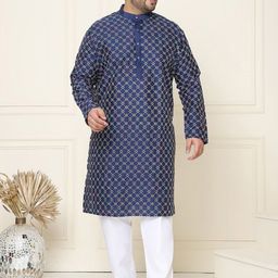 SOJANYA PLUS Men Embroidered Regular Kurta with Pyjamas-picture-7