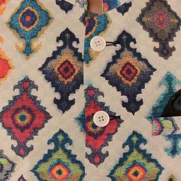 Hangup Men Multicoloured Printed Nehru Jacket With Pocket Square image 2