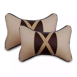 Auto Pearl Grey & Black Leather Car Pillow Cushion for Universal For Car (Rectangular), 2 pc-image-5