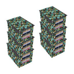prettykrafts Green & Yellow 6 Pieces Floral Printed Storage Organisers-5