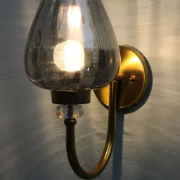 SHREE KALA HOME DECOR Brown & Gold-Toned Metal Traditional Abstract Shaped Shaped Wall Lamp-picture-42
