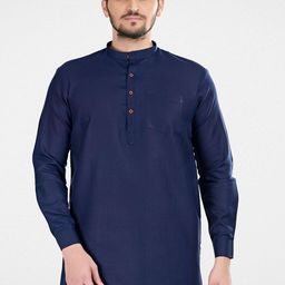 SHIWAM ETHNIX Men Navy Blue Solid Kurta-picture-15