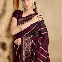 Shreyansh creation Striped Zari Silk Blend Saree-picture-21