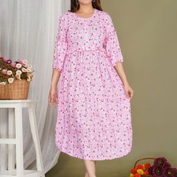 MomsBae Printed A-Line Midi Maternity Dress-image-8