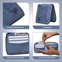 JND Men Premium Leather Zip-Around Wallet with Multiple Compartments image 4