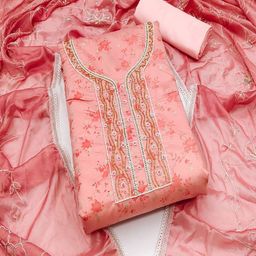 ASISA Embroidered Art Silk Unstitched Dress Material-image-97