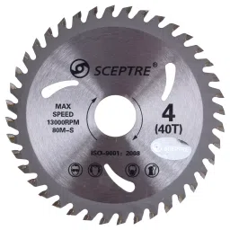 Sceptre TCT Circular Saw Blade 4”- 40 Tooth with Max Speed 13000 RPM, 80M-S for Wood Cutting & Industrial, Round Metal Blade Edged with Sharp Teeth (1 Pc)-31