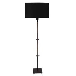 Sanded Edge Black Miller Floor Lamp in Solid Natural Wood Color with Oval Shade for Home-4