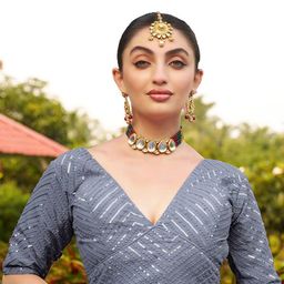 HERE&NOW Embroidered Radymade Saree Blouse-image-39