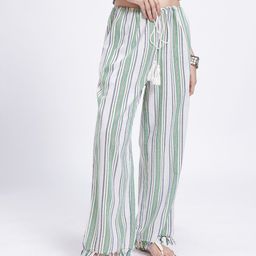 glitchez Women Vertically Striped Pure Cotton Straight Fit Trousers with Tasselled Hem-picture-23