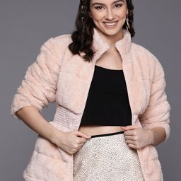 SASSAFRAS Women Pink Faux Fur Tailored Jacket-image-8