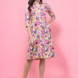 INUKA Women Floral Printed A-Line Dress-image-15