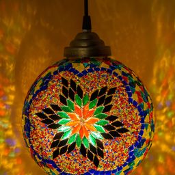 Homesake Turkish Moroccan Mosaic Handmade Glass Lamp - Multicolour-15