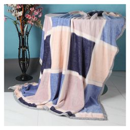 Kidlingss Color Block Design Single Bed Fleece Blanket - Peach & Blue-13