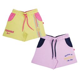 3PIN Pack Of 2 Unicorn & Believe In Yourself Text Printed Shorts - Yellow & Lavender-image-85