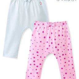 Babyoye Interlock 100% Cotton Knit Full Length Diaper Leggings  Polka Dot & Kitten Print Pack of 2  -  Pink & Blue-image-22