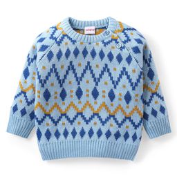 Babyhug Knitted Full Sleeves Pullover Sweater with Aztec Design - Multicolour-image-26