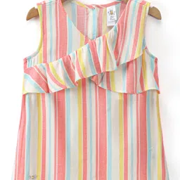 Kookie Kids Sleeveless Striped & Frill Detailing Top - Multicolour-picture-25