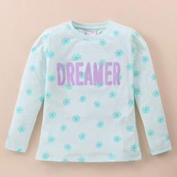 Tango Single Jersey Full Sleeves T-Shirt with Text & Floral Print - Sea Green-image-35