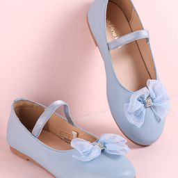 Pine Kids Slip On Ballerina with Bow Applique - Sky Blue-image-7