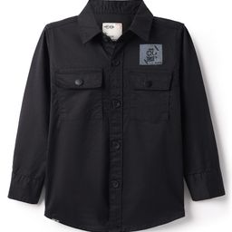 Ruff Twill Woven Full Sleeves Solid Colour Shirt - Black-image-76