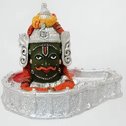 DARIDRA BHANJAN Silver-Toned Mahakaleshwar Shivling,Baba Mahakal Religious Idol Showpiece-70