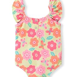 Babyhug Flutter Sleeves  Two Way Stretch Fabric  V Cut Swimsuit Floral Print - Multicolour image 2
