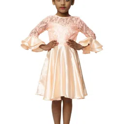 Shahina Fashion Peach Baby Girls Satin Knee Length Dress-picture-36