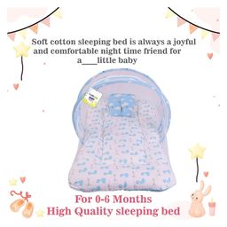 Toddylon Baby Bedding Combo Mattress with Net Sleeping Bag 4 Pcs Gaddi Set - Blue image 3