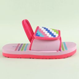 Babyoye Velcro Closure Flip Flops with Backstrap Chevron Print - Pink image 3