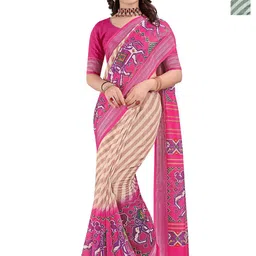 Kemza Pack Of 2 Striped Zari Sil Cotton Patola Sarees With Unstitched Blouse-picture-11