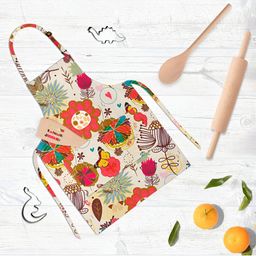 ArtzFolio Kids Beige & Pink Printed Cotton Aprons-image-29