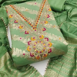 Mitera Embroidered Art Silk Unstitched Dress Material-image-58