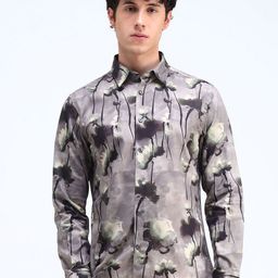 Flying Machine Men Spread Collar Floral Printed Cotton Slim Fit Casual Shirt-image-71