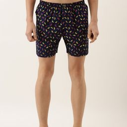 Urban Dog Men Navy Blue & Yellow Conversational Printed Boxers UDBX262-picture-2