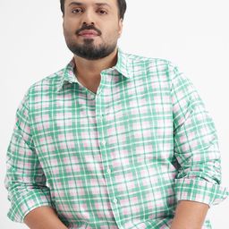 HIGHLANDER Men Plus Size Checked Spread Collar Cotton Casual Shirt-picture-24