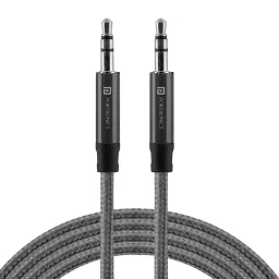 Portronics Aux 5 3.5 mm Connector Nylon Braided Stereo Audio Aux Cable Grey, 1.5 m-26