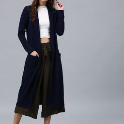 SASSAFRAS Navy Solid Longline Open Front Shrug-21