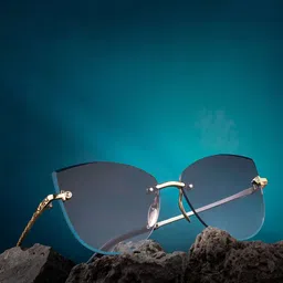 Leeway Women Rimless Cateye Sunglasses with UV Protected Lens LW-1700-BLACK-2007-3-picture-5