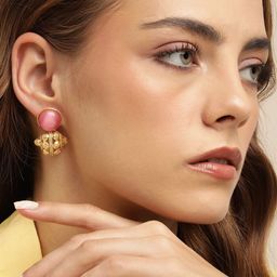 Anouk Gold Plated Artificial Beaded Contemporary Drop Earrings-image-30