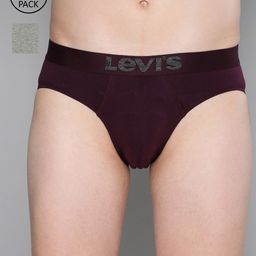 Levis Men Pack Of 2 Burgundy & Grey Solid Briefs-image-72
