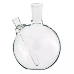 ABGIL 500 ml Boiling Flask Flat Bottom Transparent 2 Neck with Thermometer Pocket for Side Neck Joints, FB-305-06-21