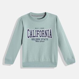 HERE&NOW Boys Green Typography Print Sweatshirt-image-64