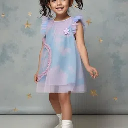TrendyKid Girls Floral Printed Flutter Sleeve A-Line Dress-picture-8